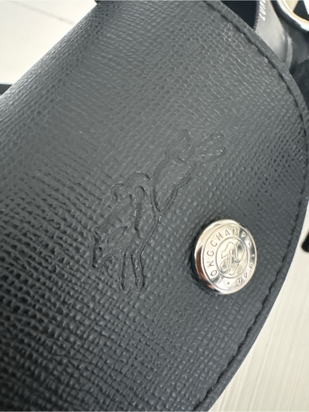 Longchamp Black Textured Leather Wallet with Silver Branded Snap